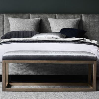 Mercer Footstool in Ellison storm velvet