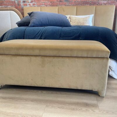 Ottoman in Cosmo Brass velvet