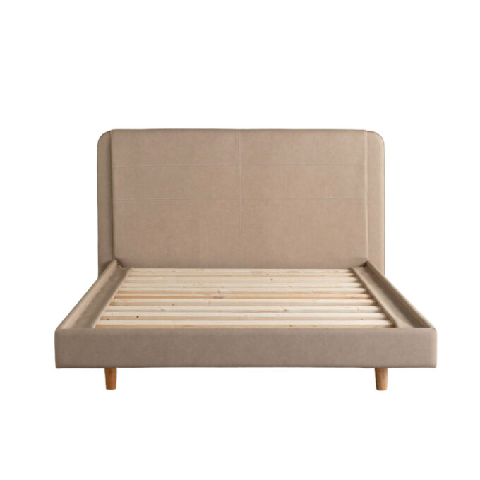 Maxwell Bed in stone vegan leather vinyl faux leather