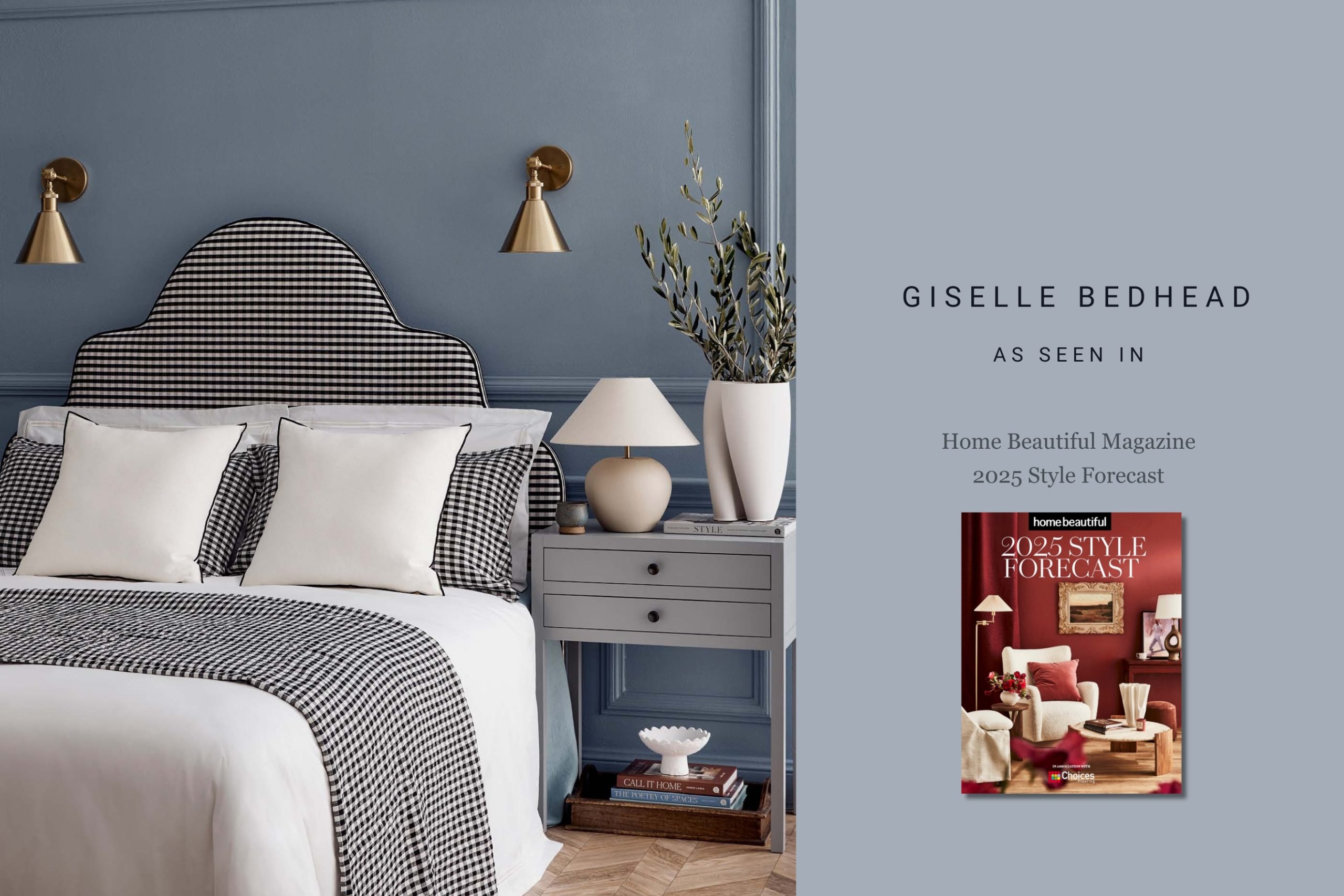 Giselle bedhead curved as seen in Home Beautiful style forecast