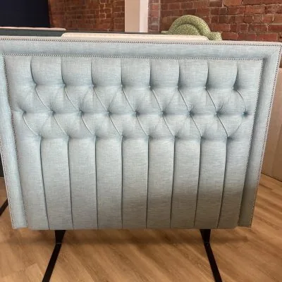Queen Tilbury bedhead in Orient Sky Linen