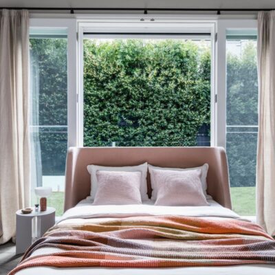 Amanti Bed & Upholstered surround in Milla Nectar linen