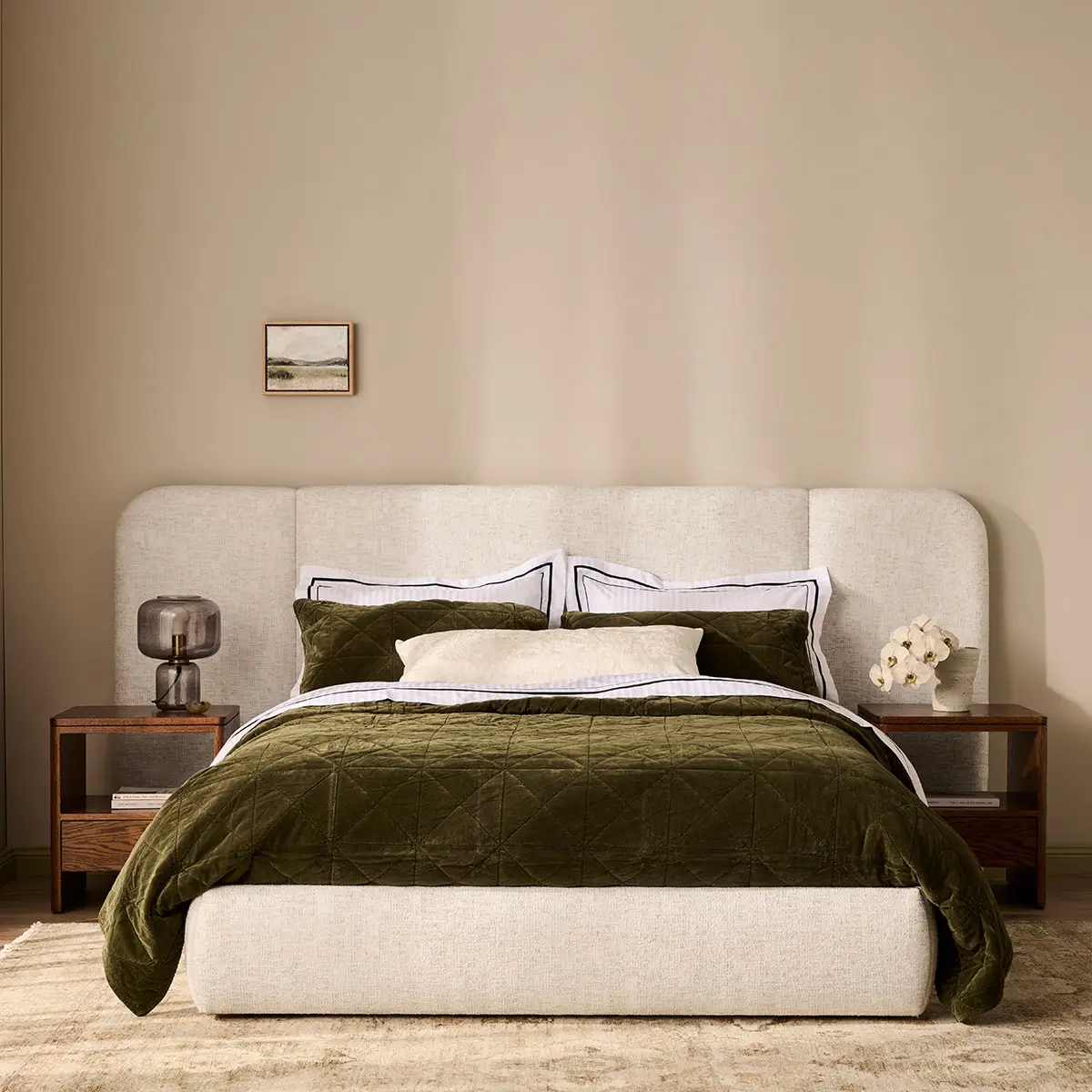 Curved bed base - Upholstered frame to floor