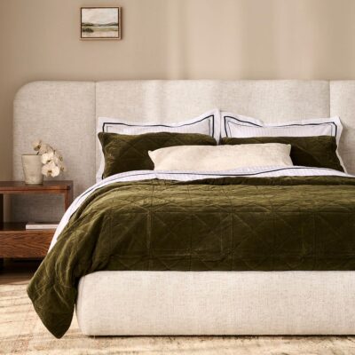 Aura Home - Velvet Coverlet in Caper