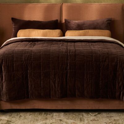 Aura Home - Velvet Coverlet in Chocolate